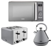 Tower Sera Kettle 4 Slice Toaster & T24039GRY Renaissance 20L 800W Microwave Set