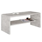 Idimex - Table basse louna, table de salon rectangulaire ou meuble tv de 100 cm avec 1 étagère de rangement, en mélaminé décor béton - couleur béton