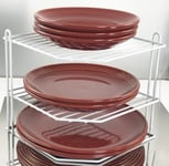 Buckingham 3 Tier Corner Plate Kitchen Cupboard Organiser Tidy Storage Rack, Steel, White, 23 cm