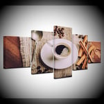 HSDVJZC Canvas painting 100×55cm The coffee 5 Piece HD Wallpapers Art Canvas modern Poster Modular art painting living room Home Decor (frame)