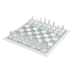 Glas Schackset Eleganta Pjäser Och Transparent Frostad Glasbräde Spel 20x20cm