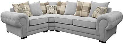 Dorado Corner Sofa Sectional 3 Seater 2 Seater Armchair Cuddle Chair Grey Velour Fabric (Silver, Corner 1c2)