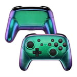 eXtremeRate Coque de Remplacement pour Nintendo Switch Pro Manette, Coques Avant Arrière Poignées Grips pour Manette Switch Pro Coque Customisé Caméléon Violet Vert