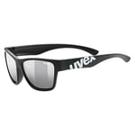 uvex Sportstyle 508 - Sunglasses for Kids - Mirrored Lenses - incl. Headband - Black Matt/Silver - One Size