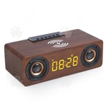INN Enceinte bluetooth 25x11x7,8cm haut-parleur bluetooth sans fil enceinte rétro en bois haut-parleur de bureau avec horloge carte