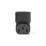 Extension Plug | IEC-320-C13 | IEC-320-C14 | Vinklat 90° | Nickelplaterad | PVC | Svart | Kuvert | 1 st.