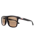 Gucci Square Mens Black Brown Sunglasses - One Size
