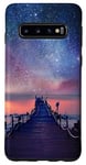 Galaxy S10 Clouds Sky Pink Night Water Stars Reflection Blue Starry Sky Case