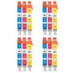 12 C/M/Y Printer Ink Cartridges to replace Canon CLI-581 XL non-OEM/Compatible