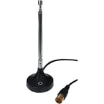 Oehlbach Antenne à tige Radio Rod FM DAB+ pour réception radio stéréo DAB+ FM FM (75 ohms, antenne télescopique, base magnétique, adaptateur F-secker coaxial) noire 17207