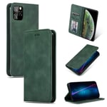 Scratch Resistant Genuine Leather Case Retro Skin Feel Business Magnetic Horizontal Flip Leather Case, for IPhone 11 Pro Max (Color : Army Green)