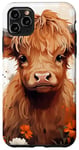 iPhone 11 Pro Max Cute Baby Highland Cow with Flowers Calf Animal Spring Case