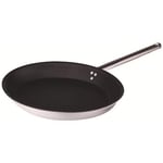 Pentole Agnelli Professional Aluminium Anti-Adherent 3 Mm. Oval Frying Pan with Tubular Handle, Diameter 45 Cm, Silver/Black