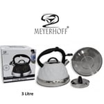3L Whistling Kettle Gas Hob Camping Stainless Steel Kettle White 3D Retro