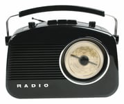 Vintage Retro FM AM Portable Radio 1950's Design High Quality Sound - Black