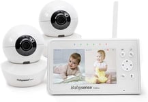 Babysense Video Baby Monitor, 4.3 Inch Split Screen with 3 Count (Pack of 1) 