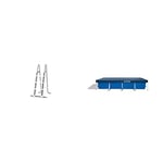 Intex 28075 Echelle Double sécurité, Blanc, 151x33x117 cm & 28039 Bâche de Protection pour Piscine rectangulaire, Bleu, 450 x 220 x 20 cm