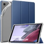 MoKo Étui Compatible avec Samsung Galaxy Tab A7 Lite 8.7 Pouces 2021(SM-T227/SM-T225/SM-T220), Étui à Trois Volets Anti-Chocs Coque de Protection avec Support Dos Translucent, Marine Bleu