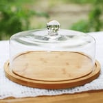 Pastry storage tray Premium Cake Stand Set, Home Decor Cake Box Wooden Plate and Glass Cover Fruit Sandwich Dessert Dome Chip & Dip Server 11Inch Dried fruit tasting plate (Size : 28 * 28 * 15CM)