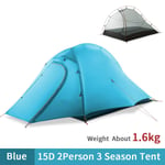 shunlidas Ultralight 15D Tent Outdoor Waterproof 5000mm Camping Tent Free Standing same as Cloud Up 2 UL-Blue 3 season