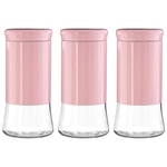 Set of 3 1.5 Litre Pink Stainless Steel Preserving Jams Food Glass Storage Jars