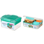 Sistema Lunch Box Tub to GO | 2.3 L Food Container & Sistema Bento Box to GO | Lunch Box with Yoghurt/Fruit Pot | 1.65 L | BPA-Free | Minty Teal | 1 Count