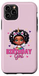 Coque pour iPhone 11 Pro La fille d'anniversaire Princesse Melanin Afro Licorne