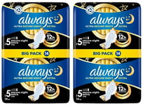 2 x Always Ultra Sanitary Pad Towels Secure Night Size 5 with Wings 14 Pack