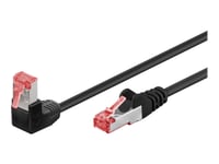 Goobay - Patch-Kabel - Rj-45 (Hane) Vinklad Till Rj-45 (Hane) Rak - 50 Cm - 6 Mm - Sftp, Pimf - Cat 6 - Halogenfri, Rund, Guldblinkade Kontakter - Svart