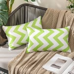 MIULEE Outdoor Waterproof Cushion Cover Pillow Case with Wave patterns Home Decorating Protectors for Garden Tent Park Bed Sofa Chair Bedroom Decorative Pack of 2 30x50cm 12x20inch Grass Green