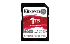 Kingston Canvas React Plus V60 SD 1To SDXC UHS-II 280R/150W U3 V60 for Full HD/4K