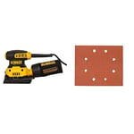 Dewalt DWE6411-GB DWE6411 Sheet Sander, Yellow/Black, 240 V, Set of 3 Pieces & Dewalt DT3024-QZ Quarter Sanding Sheet, Pre-Punched, 115 mm x 115 mm, 180 g (Pack of 10)