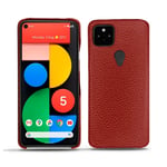 Coque cuir Google Pixel 5 - Coque arrière - Rouge - Cuir grainé - Neuf