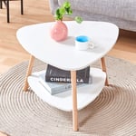 BOJU Small Oval Side Sofa Table with Storage Shelf 2 Tiers Corner Living Room Coffee End Tea Snack Table for Girl Kids Room Office Waiting Room Reception Table