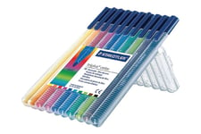 STAEDTLER triplus color - fiberspetspenna - svart, röd, blå, grön, ljusblå, gul, orange, magenta, pilgrön, van dyke-brun (paket om 10)