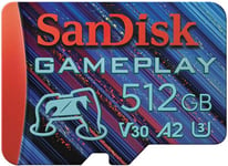 SanDisk Gameplay microSD card for mobile/handheld gaming consoles, 512GB For more demanding games, AAA-/3D-/VR-Grafik, 4K-UHD-Videos, A2, V30, U3