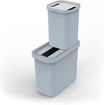 Joseph Recycle 2 x Bin 46L Stackable Waste Recycling Lids Kitchen Garden Dustbin