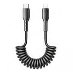 Joyroom Flexible Fast Charging Cable SA38, USB-C - Lightning Kabel, Spiral, 30W, 1.5m - Svart