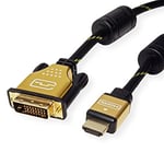 ROLINE Câble écran Gold DVI-HDMI, St-St, (24+1) Dual Link, Retail Blister, 2 m