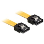 Delock Cable SATA - Câble SATA - Serial ATA 150/300/600 - SATA (F) pour SATA (F) - 20 cm - verrouillé, connecteur droite - jaune