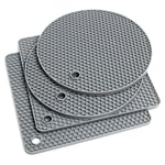 Deolven Silicone Table Mats,6 Pieces Insulated Flexible Durable Non Slip Coasters Kitchen Table Protector Mat Heat Trivet Mat for Bowl Dishes Blue/Grey/Orange 16 * 14cm