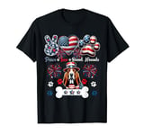 Peace Love Basset Hounds 4th Of July Owner Lover Patriotic T-Shirt