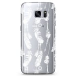 Bjornberry Samsung Galaxy S7 TPU Skal - Vita Fjädrar