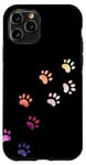 Coque pour iPhone 11 Pro Motif empreintes de pattes de chien en aquarelle abstrait arc-en-ciel