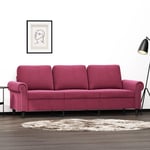 3-personers sofa 180 cm fløjl vinrød