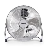 KEPLIN 12" Heavy Duty Chrome Floor Fan with 3 Speeds and Adjustable Fan Head, Standing Metal Pedestal Fan with Powerful Circulation, Ideal for Indoor & Outdoor use Home, Gym, Office, Garage