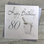 White Cotton Cards XLS80 Carte d'anniversaire Faite à la Main 80 Ans Motif Seau à Champagne