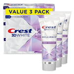 3x Crest 3D White Brilliance Toothpaste Tubes, Vibrant Peppermint, 3.5 oz each