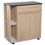 Kitchen Storage Trolley Cart Cupboard Rolling Island Shelves Drawer