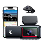 Kingslim D6 4K Triple Dashcam avec Wi-FI GPS, 2K+2K+1080P Dash Cam Avant Arrière et Intérieur, 4K Frontale Caméra Embarquée Voiture, Vision Nocturne IR, 24H Mode Parking, WDR G-Senseur, Max 256GB